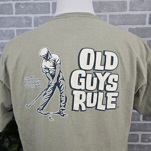 ⛳ Old Guys Rule Golf Graphic‎ Tee Funny Humor Vintage Style Men's XL Sage Green